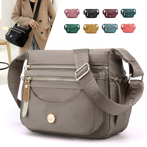 Multilayer One Shoulder Bag Large Capacity Waterproof Nylon Crossbody Bag