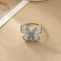 Blue Crystal Butterfly Necklace Female Gradient Crystal